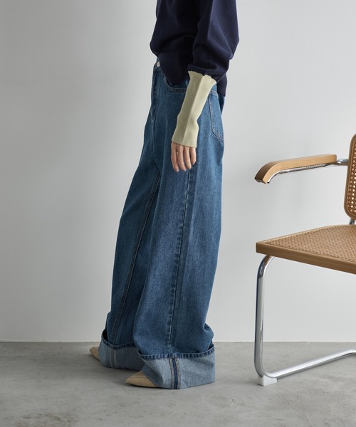【美品✨】LIVINGTONE DOLKワイドデニムパンツ ロールアップ 36 LIVINGTONE ジーンズ デニム デニムパンツ LIVINGTONE(リヴィン