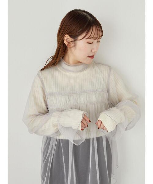 ehka sopo（エヘカソポ）の「チュールハイネックブラウス（シャツ/ブラウス・レディース・オレンジ/キナリ/グレー・F）」の3枚目の写真