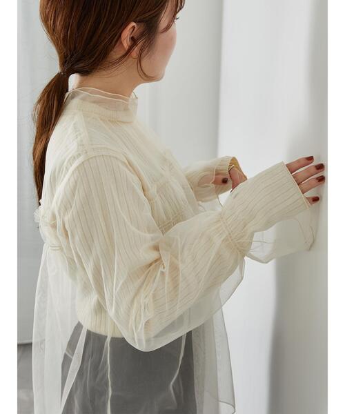 ehka sopo（エヘカソポ）の「チュールハイネックブラウス（シャツ/ブラウス・レディース・オレンジ/キナリ/グレー・F）」の6枚目の写真