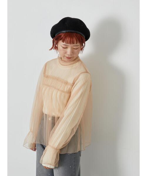 ehka sopo（エヘカソポ）の「チュールハイネックブラウス（シャツ/ブラウス・レディース・オレンジ/キナリ/グレー・F）」の14枚目の写真