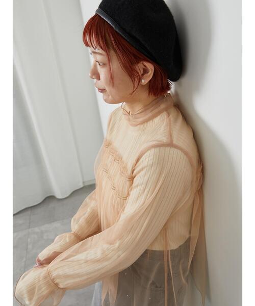 ehka sopo（エヘカソポ）の「チュールハイネックブラウス（シャツ/ブラウス・レディース・オレンジ/キナリ/グレー・F）」の15枚目の写真