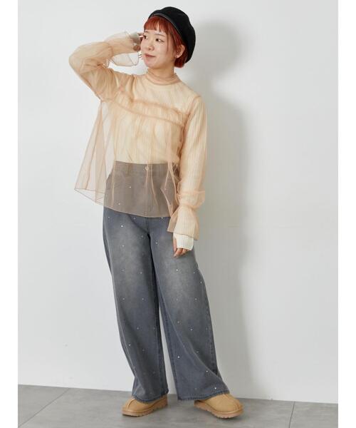 ehka sopo（エヘカソポ）の「チュールハイネックブラウス（シャツ/ブラウス・レディース・オレンジ/キナリ/グレー・F）」の18枚目の写真