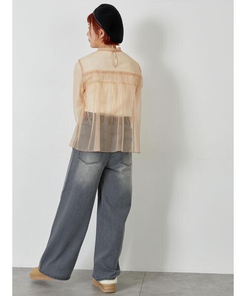 ehka sopo（エヘカソポ）の「チュールハイネックブラウス（シャツ/ブラウス・レディース・オレンジ/キナリ/グレー・F）」の20枚目の写真