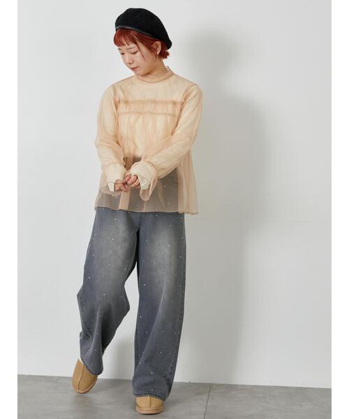 ehka sopo（エヘカソポ）の「チュールハイネックブラウス（シャツ/ブラウス・レディース・オレンジ/キナリ/グレー・F）」の21枚目の写真