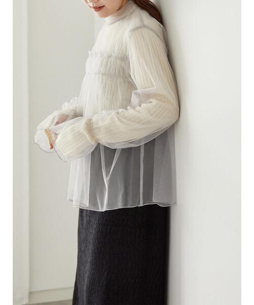 ehka sopo（エヘカソポ）の「チュールハイネックブラウス（シャツ/ブラウス・レディース・オレンジ/キナリ/グレー・F）」の22枚目の写真