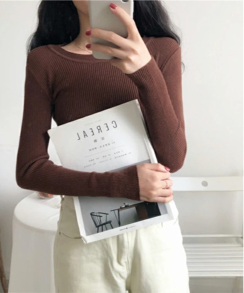by LEGNA(バイレグナ)の「乾燥する季節も肌にソフトに寄り添う優しい着心地 チクチクしないリブニット(ニット/セーター・レディース・ホワイト/ブラック/ダークブラウン/ピンク/モカ/グレー/ブルー・FREE)」の20枚目の写真