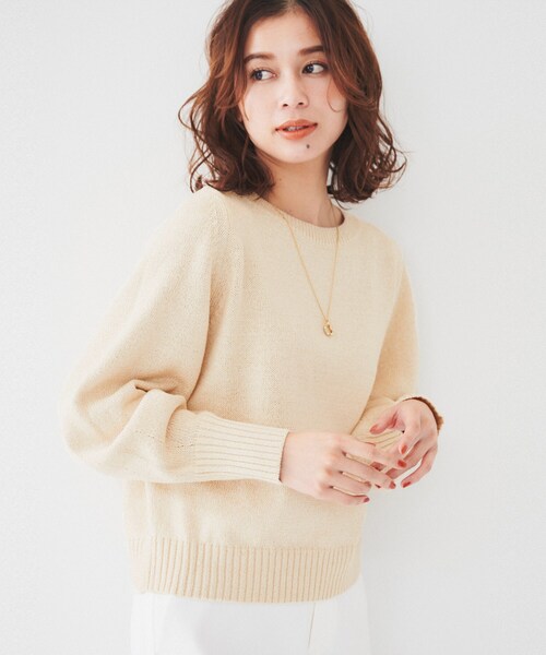 UNTITLED（アンタイトル）の「【アンサンブル可能/ラメ調】シャイニーセミラグランプルオーバーニット（ニット/セーター・レディース・ライトベージュ/ネイビー/ベージュ/イエロー・00/02/04/44/48）」の10枚目の写真