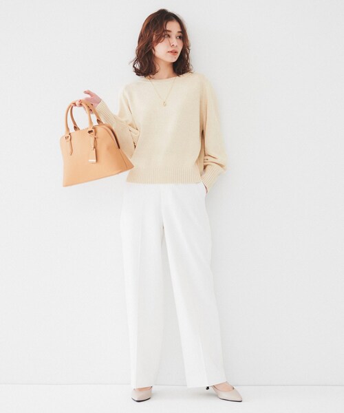 UNTITLED（アンタイトル）の「【アンサンブル可能/ラメ調】シャイニーセミラグランプルオーバーニット（ニット/セーター・レディース・ライトベージュ/ネイビー/ベージュ/イエロー・00/02/04/44/48）」の12枚目の写真