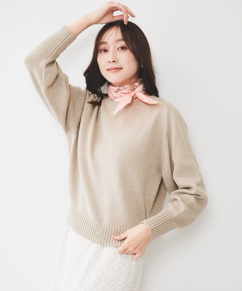 UNTITLED（アンタイトル）の「【アンサンブル可能/ラメ調】シャイニーセミラグランプルオーバーニット（ニット/セーター・レディース・ライトベージュ/ネイビー/ベージュ/イエロー・00/02/04/44/48）」の14枚目の写真