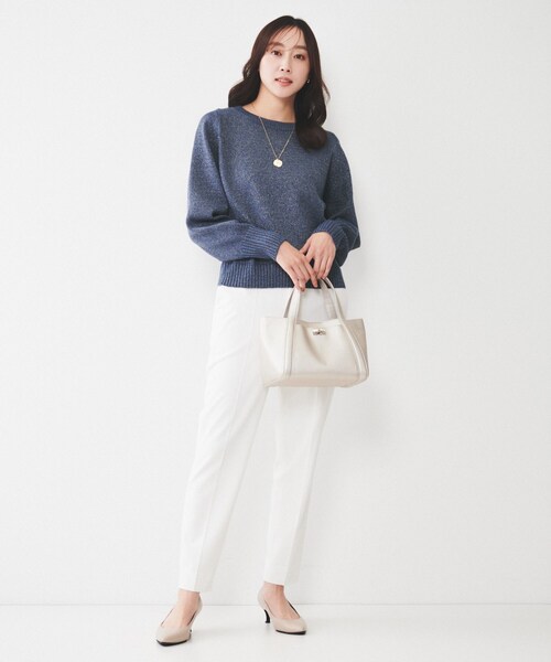 UNTITLED（アンタイトル）の「【アンサンブル可能/ラメ調】シャイニーセミラグランプルオーバーニット（ニット/セーター・レディース・ライトベージュ/ネイビー/ベージュ/イエロー・00/02/04/44/48）」の20枚目の写真