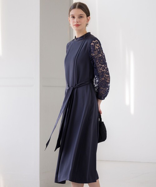 未使用級☆25SS23区【APPLAUDIR】ノーブルサテン レースコンビドレス APPLAUDIR】ノーブルサテン レースコンビドレス（ドレス）｜23区