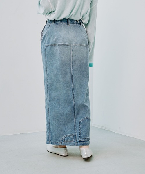 LEPSIM（レプシィム）の「リメイク風デニムマキシスカート　286820（デニムスカート・レディース・ライトブルー/ブルー・FREE）」の8枚目の写真