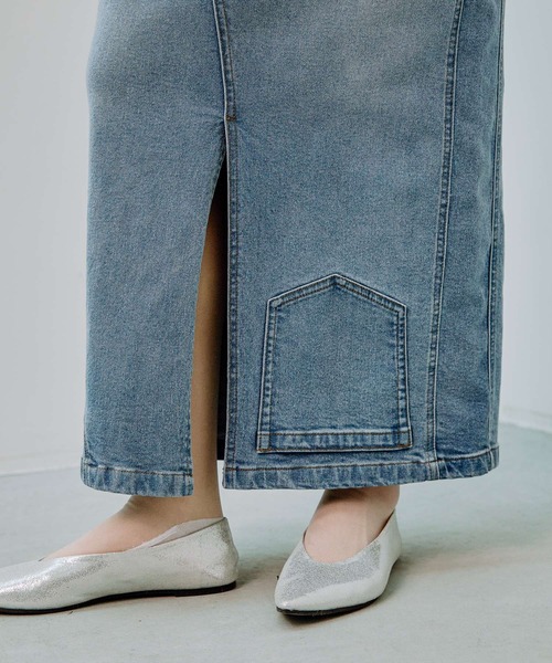 LEPSIM（レプシィム）の「リメイク風デニムマキシスカート　286820（デニムスカート・レディース・ライトブルー/ブルー・FREE）」の6枚目の写真