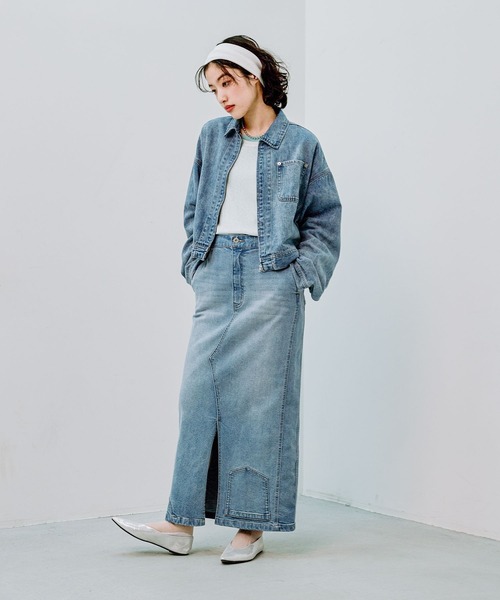 LEPSIM（レプシィム）の「リメイク風デニムマキシスカート　286820（デニムスカート・レディース・ライトブルー/ブルー・FREE）」の11枚目の写真