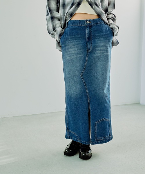 LEPSIM（レプシィム）の「リメイク風デニムマキシスカート　286820（デニムスカート・レディース・ライトブルー/ブルー・FREE）」の12枚目の写真
