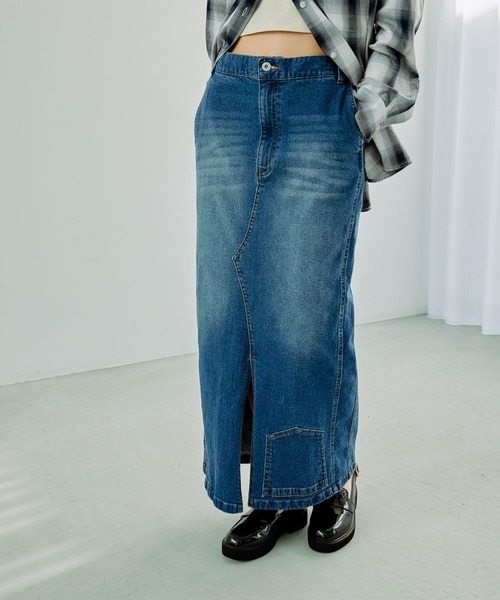 LEPSIM（レプシィム）の「リメイク風デニムマキシスカート　286820（デニムスカート・レディース・ライトブルー/ブルー・FREE）」の14枚目の写真
