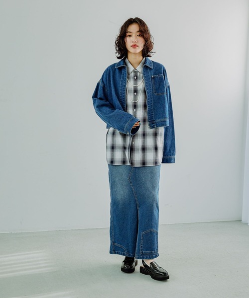 LEPSIM（レプシィム）の「リメイク風デニムマキシスカート　286820（デニムスカート・レディース・ライトブルー/ブルー・FREE）」の18枚目の写真