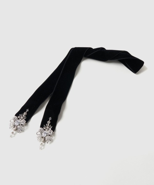tanakadaisuke（タナカダイスケ）の「【tanakadaisuke/タナカダイスケ】ribbon bijou velvet long ribbon Black（その他ヘアアクセサリー・レディース・ブラック・FREE）」の4枚目の写真
