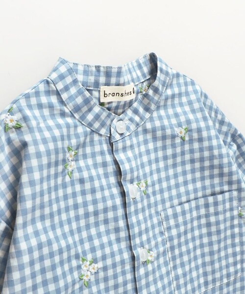 BRANSHES（ブランシェス）の「【おそろい】さくら刺繍長袖シャツ（シャツ/ブラウス・キッズ・ブラック/ブルー・100/120/110/90/130/150/140/80）」の8枚目の写真
