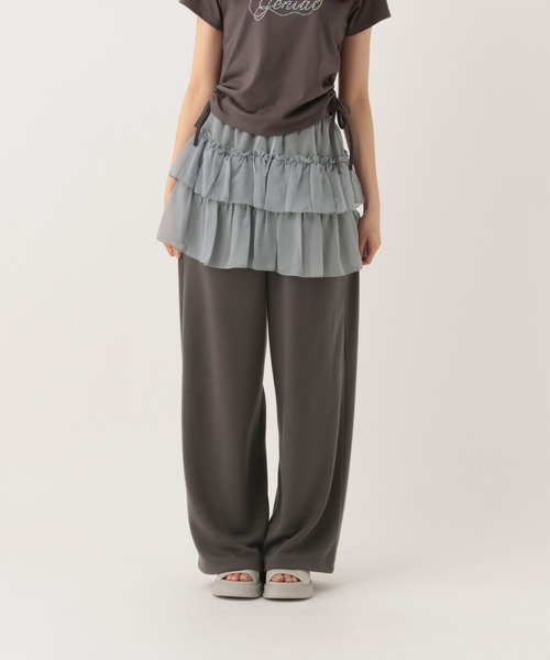 GLOBAL WORK(グローバルワーク)の「レイヤードカットパンツ/AND YUA ANY/147488(その他パンツ・キッズ・チャコール/杢グレー・SMALL/MEDIUM)」の1枚目の写真