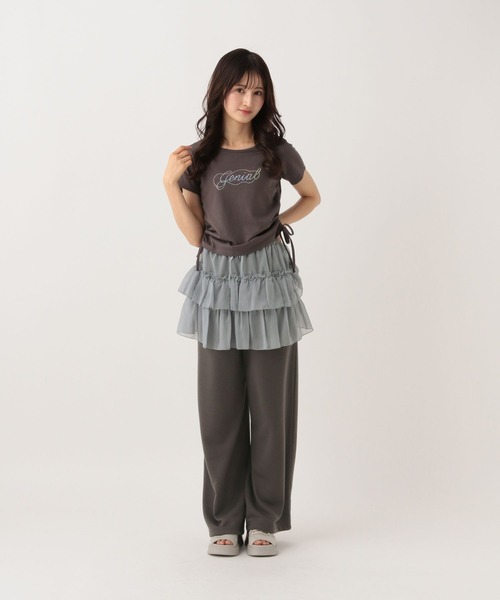 GLOBAL WORK(グローバルワーク)の「レイヤードカットパンツ/AND YUA ANY/147488(その他パンツ・キッズ・チャコール/杢グレー・SMALL/MEDIUM)」の3枚目の写真