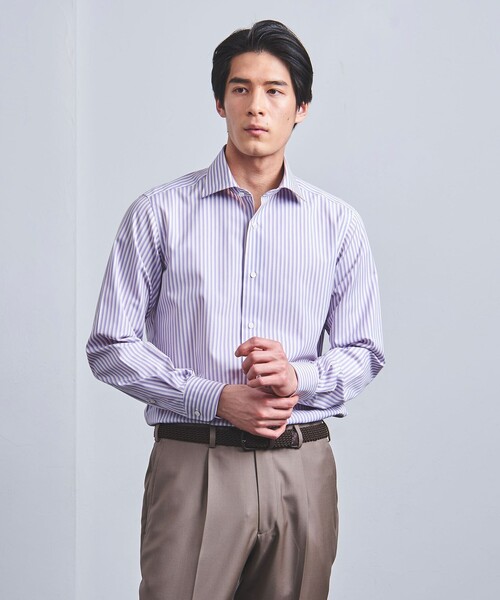 UNITED ARROWS(ユナイテッドアローズ)の「イージーケア AG ファンシーストライプ セミワイドカラーシャツ -抗菌防臭-(ビジネスシャツ・メンズ・ライラック・41cm/40cm/39cm/38cm/37cm/42cm/36cm)」の11枚目の写真