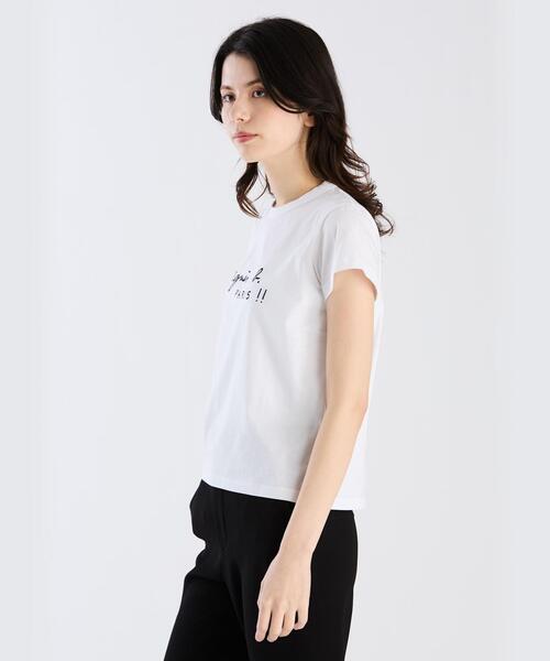 アニエスベー ロゴプリント コットン 半袖Tシャツ ホワイト Lサイズ ロゴプリント コットン 半袖Tシャツ 