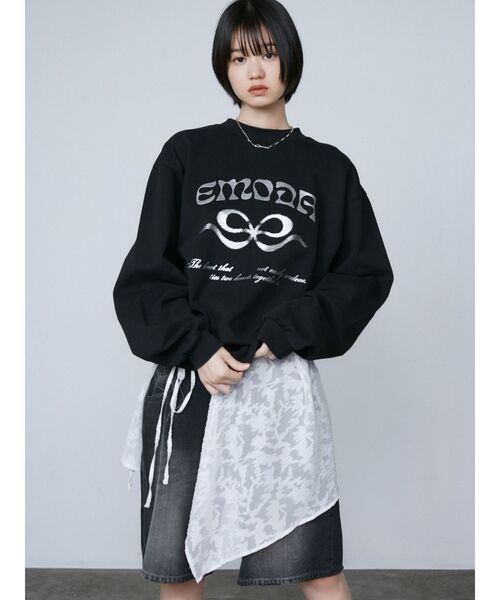 EMODA(エモダ)の「シアージャガードラップスカート(スカート・レディース・ブラック/ホワイト・FREE)」の9枚目の写真