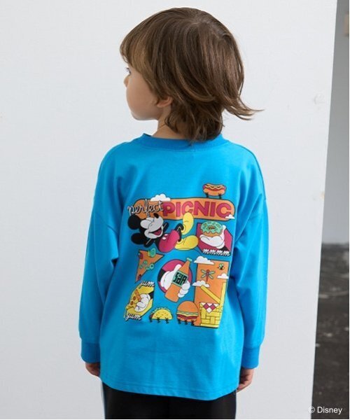 b・ROOM(ビールーム)の「【Disney】【カイテキ天竺】ミッキーマウス/ピクニックTシャツ(Tシャツ/カットソー・キッズ・オフホワイト/ターコイズブルー/マスタード/パープル・110cm/100cm/120cm/130cm/140cm)」の3枚目の写真