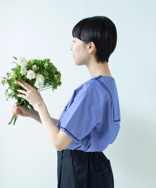 PAR ICI(パーリッシィ)の「オーガニックマグワッシャー なみなみセーラーブラウス(シャツ/ブラウス・レディース・ブルー/ホワイト/ネイビー/その他・FREE)」の16枚目の写真