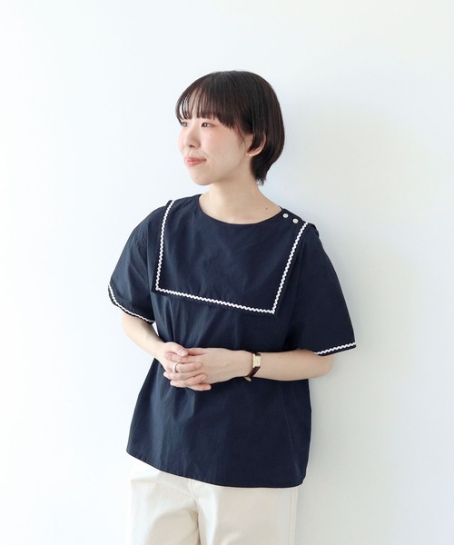 セール】オーガニックマグワッシャー なみなみセーラーブラウス