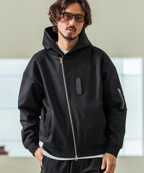 Magine(マージン)の「mj10548- Cotton Jacquard Stretch Fabric Hooded Blouson フーデッドブルゾン(ブルゾン・メンズ・ベージュ/カーキ/ブラック・44/46/48)」の3枚目の写真
