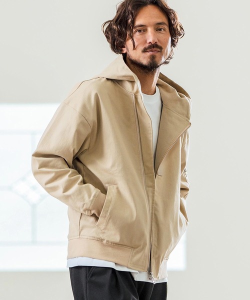 Magine(マージン)の「mj10548- Cotton Jacquard Stretch Fabric Hooded Blouson フーデッドブルゾン(ブルゾン・メンズ・ベージュ/カーキ/ブラック・44/46/48)」の4枚目の写真