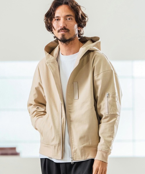 Magine(マージン)の「mj10548- Cotton Jacquard Stretch Fabric Hooded Blouson フーデッドブルゾン(ブルゾン・メンズ・ベージュ/カーキ/ブラック・44/46/48)」の5枚目の写真
