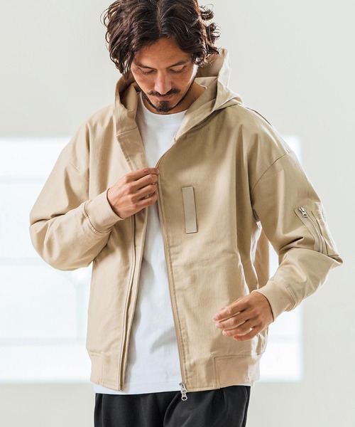 Magine(マージン)の「mj10548- Cotton Jacquard Stretch Fabric Hooded Blouson フーデッドブルゾン(ブルゾン・メンズ・ベージュ/カーキ/ブラック・44/46/48)」の6枚目の写真
