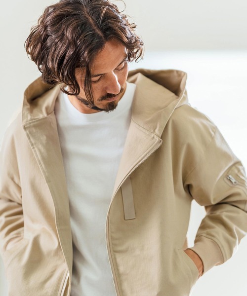 Magine(マージン)の「mj10548- Cotton Jacquard Stretch Fabric Hooded Blouson フーデッドブルゾン(ブルゾン・メンズ・ベージュ/カーキ/ブラック・44/46/48)」の7枚目の写真