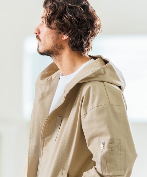 Magine(マージン)の「mj10548- Cotton Jacquard Stretch Fabric Hooded Blouson フーデッドブルゾン(ブルゾン・メンズ・ベージュ/カーキ/ブラック・44/46/48)」の8枚目の写真