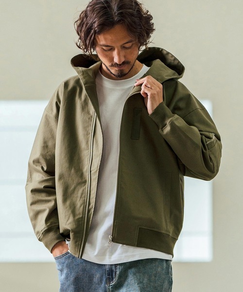 Magine(マージン)の「mj10548- Cotton Jacquard Stretch Fabric Hooded Blouson フーデッドブルゾン(ブルゾン・メンズ・ベージュ/カーキ/ブラック・44/46/48)」の12枚目の写真