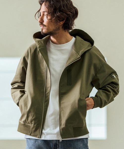 Magine(マージン)の「mj10548- Cotton Jacquard Stretch Fabric Hooded Blouson フーデッドブルゾン(ブルゾン・メンズ・ベージュ/カーキ/ブラック・44/46/48)」の13枚目の写真