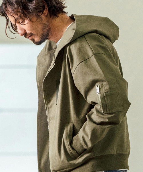 Magine(マージン)の「mj10548- Cotton Jacquard Stretch Fabric Hooded Blouson フーデッドブルゾン(ブルゾン・メンズ・ベージュ/カーキ/ブラック・44/46/48)」の14枚目の写真