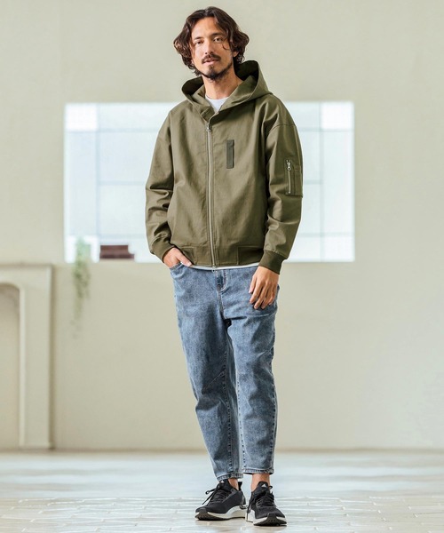 Magine(マージン)の「mj10548- Cotton Jacquard Stretch Fabric Hooded Blouson フーデッドブルゾン(ブルゾン・メンズ・ベージュ/カーキ/ブラック・44/46/48)」の16枚目の写真