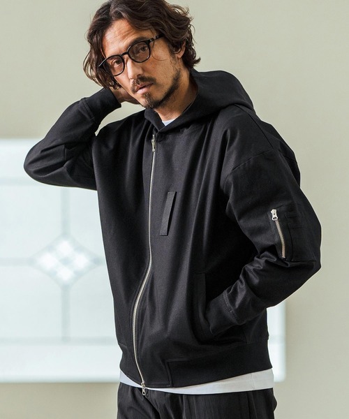 Magine(マージン)の「mj10548- Cotton Jacquard Stretch Fabric Hooded Blouson フーデッドブルゾン(ブルゾン・メンズ・ベージュ/カーキ/ブラック・44/46/48)」の19枚目の写真