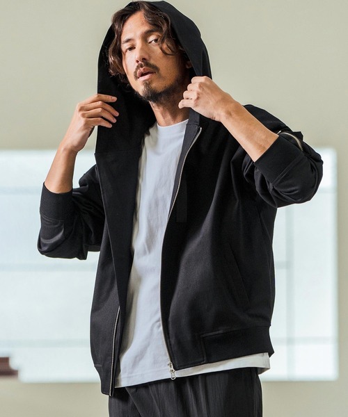 Magine(マージン)の「mj10548- Cotton Jacquard Stretch Fabric Hooded Blouson フーデッドブルゾン(ブルゾン・メンズ・ベージュ/カーキ/ブラック・44/46/48)」の21枚目の写真