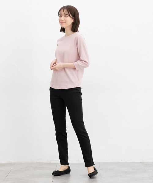 Honeys(ハニーズ)の「7分袖ワッフルクルーT(Tシャツ/カットソー・レディース・アイボリー/サックスブルー/ピンク系その他/ブルー系その他3/ホワイト系その他/ピンク/ホワイト×ネイビー/スミクロ/ミント・L/LL/M/S)」の17枚目の写真