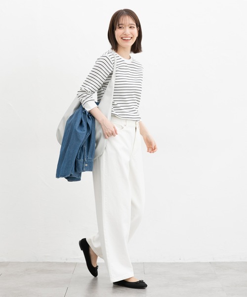 Honeys(ハニーズ)の「7分袖ワッフルクルーT(Tシャツ/カットソー・レディース・アイボリー/サックスブルー/ピンク系その他/ブルー系その他3/ホワイト系その他/ピンク/ホワイト×ネイビー/スミクロ/ミント・L/LL/M/S)」の19枚目の写真