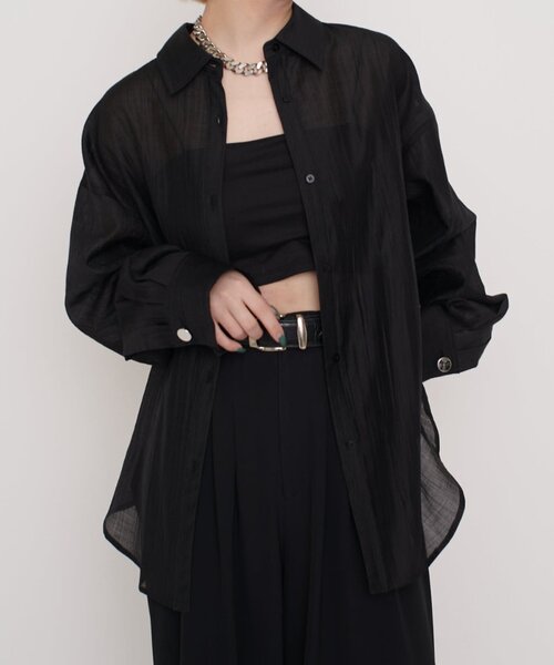 Lui's（ルイス）の「【mi-企画】プリーツシアーシャツ（シャツ/ブラウス・レディース・ブラック・FREE）」の12枚目の写真