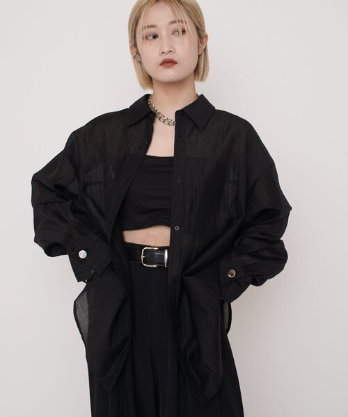 Lui's（ルイス）の「【mi-企画】プリーツシアーシャツ（シャツ/ブラウス・レディース・ブラック・FREE）」の13枚目の写真