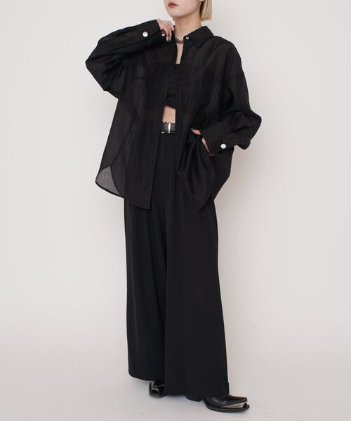 Lui's（ルイス）の「【mi-企画】プリーツシアーシャツ（シャツ/ブラウス・レディース・ブラック・FREE）」の15枚目の写真