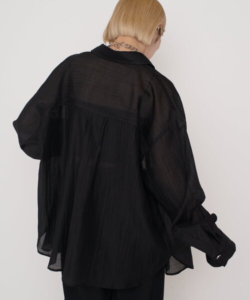 Lui's（ルイス）の「【mi-企画】プリーツシアーシャツ（シャツ/ブラウス・レディース・ブラック・FREE）」の18枚目の写真
