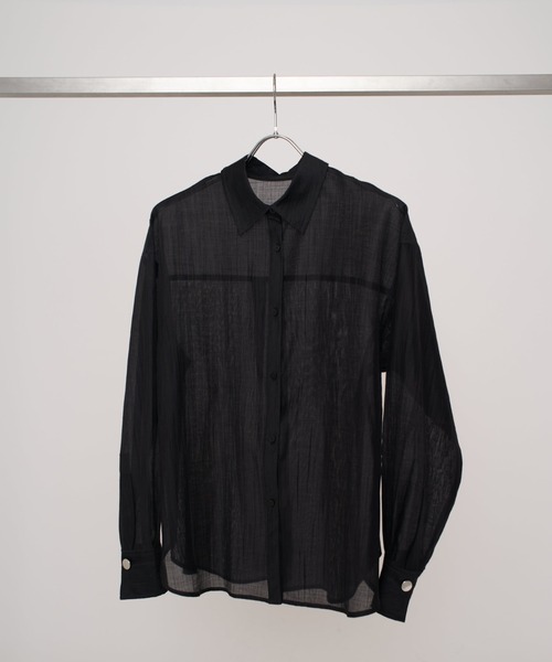 Lui's（ルイス）の「【mi-企画】プリーツシアーシャツ（シャツ/ブラウス・レディース・ブラック・FREE）」の10枚目の写真